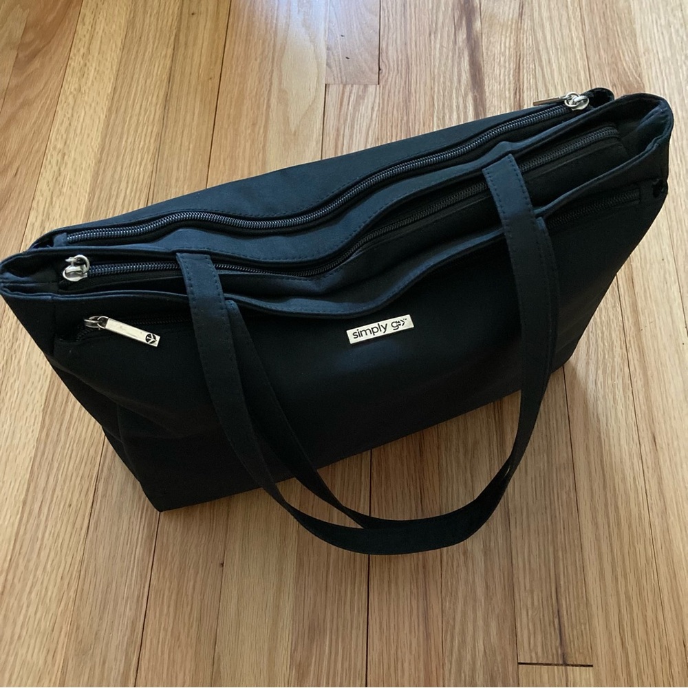 EUC SimplyGo Large Black Tote Bag & Cosmetics Bag, polyester, w/interior light